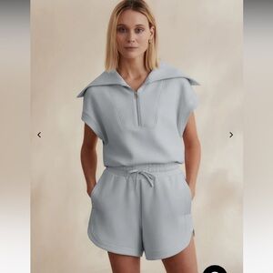 Varley Short Sweat Set Pearl blue